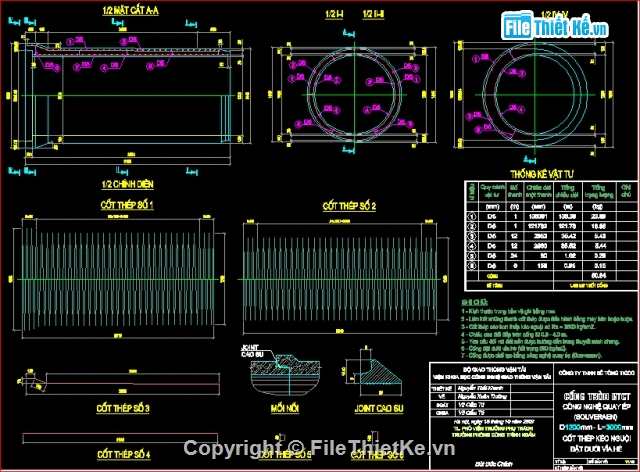 File cad,cống tròn,công nghệ cao,quy trình công  nghệ,Ống cống D300-1200-3.0